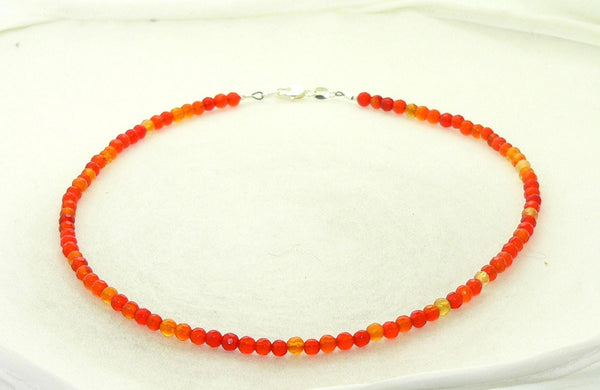 Minimalist Carnelian Choker Necklace with Faceted Gemstone for Everyday Bohemian Style