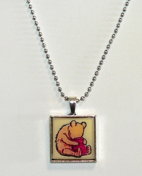 Winnie The Pooh Necklace Pooh Altered Art Pendant | Unique Gift for Disney Fans & Collectors | Handmade Jewelry