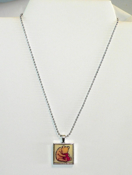 Winnie The Pooh Necklace Pooh Altered Art Pendant | Unique Gift for Disney Fans & Collectors | Handmade Jewelry