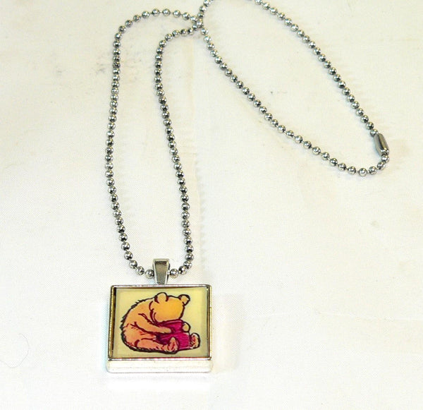 Winnie The Pooh Necklace Pooh Altered Art Pendant | Unique Gift for Disney Fans & Collectors | Handmade Jewelry