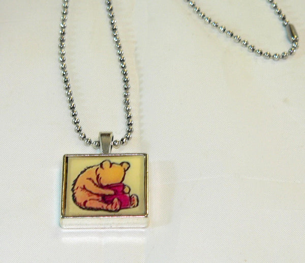 Winnie The Pooh Necklace Pooh Altered Art Pendant | Unique Gift for Disney Fans & Collectors | Handmade Jewelry