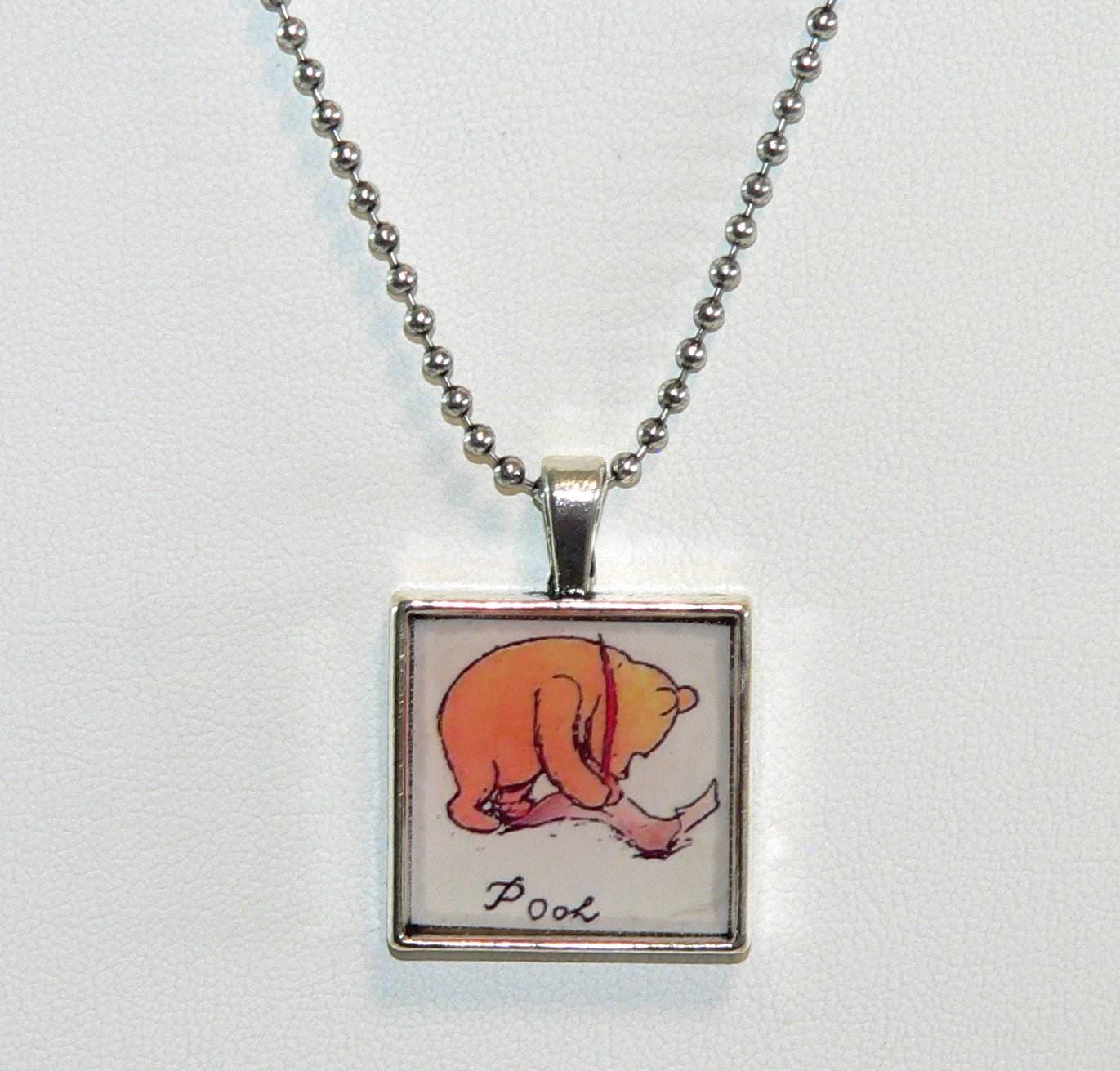 Winnie The Pooh Necklace Pooh Altered Art Pendant | Unique Gift for Disney Fans & Collectors | Handmade Jewelry