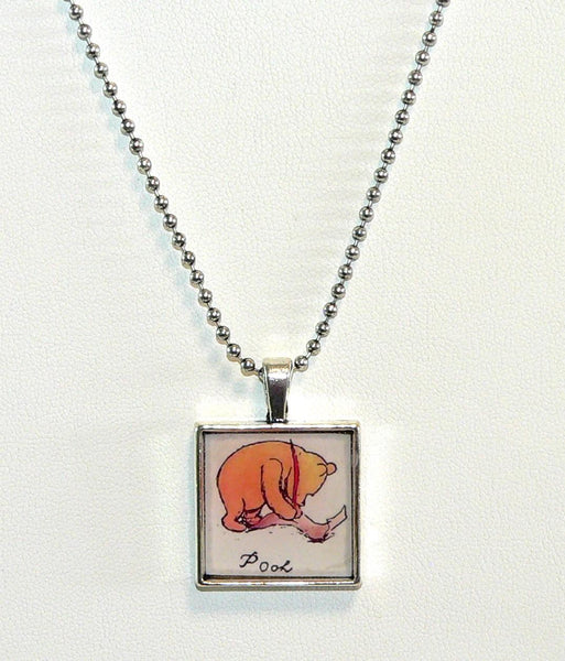 Winnie The Pooh Necklace Pooh Altered Art Pendant | Unique Gift for Disney Fans & Collectors | Handmade Jewelry