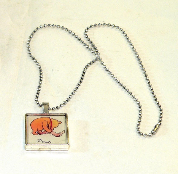 Winnie The Pooh Necklace Pooh Altered Art Pendant | Unique Gift for Disney Fans & Collectors | Handmade Jewelry