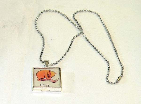Winnie The Pooh Necklace Pooh Altered Art Pendant | Unique Gift for Disney Fans & Collectors | Handmade Jewelry