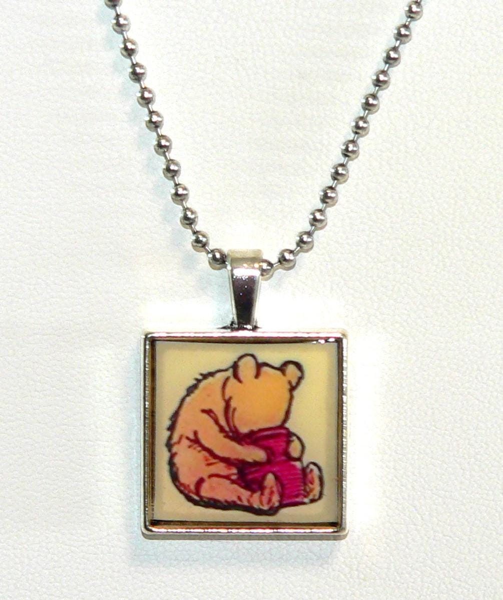 Winnie The Pooh Necklace Pooh Altered Art Pendant | Unique Gift for Disney Fans & Collectors | Handmade Jewelry