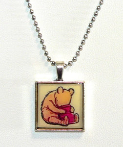 Winnie The Pooh Necklace Pooh Altered Art Pendant | Unique Gift for Disney Fans & Collectors | Handmade Jewelry