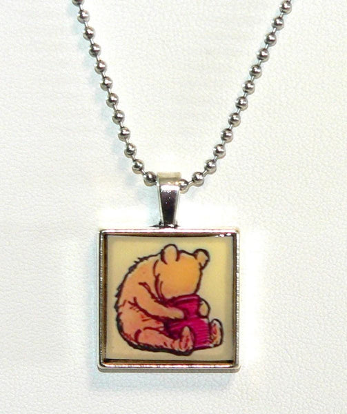 Winnie The Pooh Necklace Pooh Altered Art Pendant | Unique Gift for Disney Fans & Collectors | Handmade Jewelry