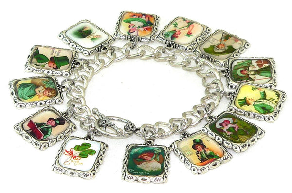 St. Patrick's Day Bracelet Vintage St. Patrick’s Charm Bracelet for St. Patrick's Day Celebrations Altered Art St. Patrick's Day Bracelet