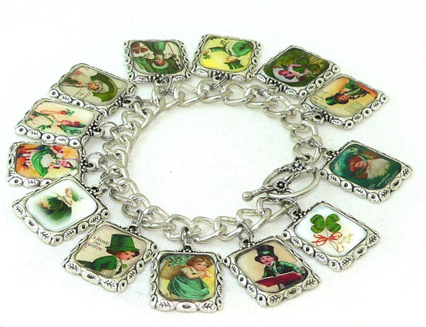 St. Patrick's Day Bracelet Vintage St. Patrick’s Charm Bracelet for St. Patrick's Day Celebrations Altered Art St. Patrick's Day Bracelet