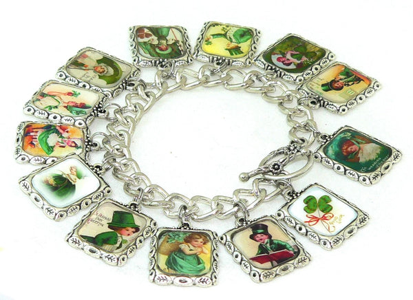St. Patrick's Day Bracelet Vintage St. Patrick’s Charm Bracelet for St. Patrick's Day Celebrations Altered Art St. Patrick's Day Bracelet