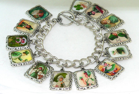 St. Patrick's Day Bracelet Vintage St. Patrick’s Charm Bracelet for St. Patrick's Day Celebrations Altered Art St. Patrick's Day Bracelet