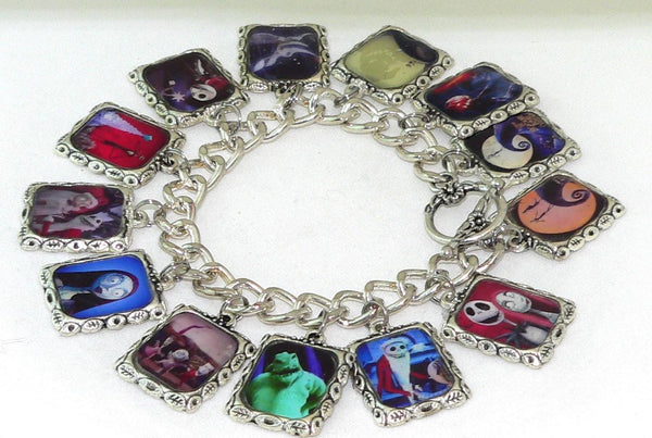 Nightmare Before Christmas Bracelet Altered Art Nightmare Before Christmas Tim Burton Inspired Spooky Fan Bracelet Art Collectible