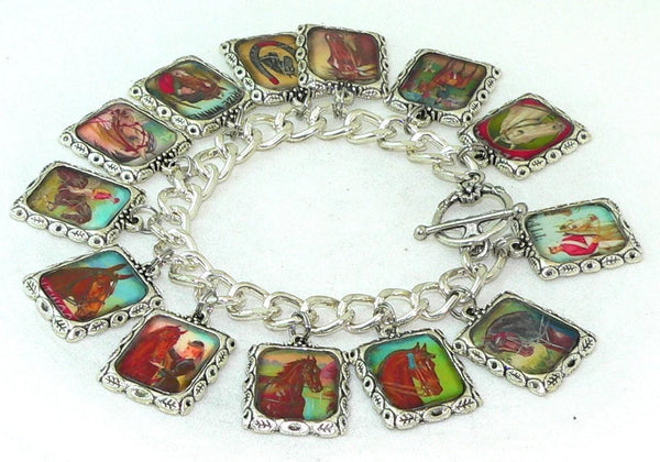 Charming Vintage Horse Bracelet with Equestrian Art Appeal Horse Gifts For Her Vintage ALtered Art Horse Bracelet Quality Craftsmanship