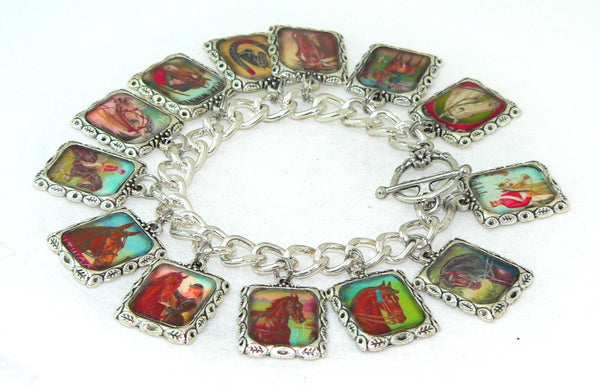 Charming Vintage Horse Bracelet with Equestrian Art Appeal Horse Gifts For Her Vintage ALtered Art Horse Bracelet Quality Craftsmanship