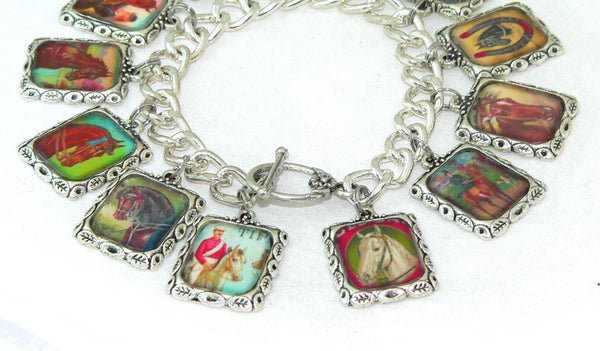 Charming Vintage Horse Bracelet with Equestrian Art Appeal Horse Gifts For Her Vintage ALtered Art Horse Bracelet Quality Craftsmanship