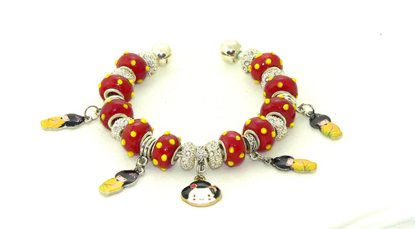 Unique Geisha Charm Bracelet with Japanese Style