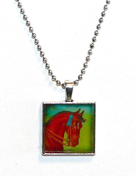 Vintage Equestrian Horse Necklace, Handmade Statement Jewelry, Unique Pendant Gift Vintage Equestrian Altered Art Horse Necklace