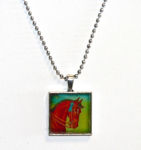 Vintage Equestrian Horse Necklace, Handmade Statement Jewelry, Unique Pendant Gift Vintage Equestrian Altered Art Horse Necklace