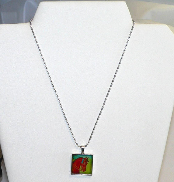 Vintage Equestrian Horse Necklace, Handmade Statement Jewelry, Unique Pendant Gift Vintage Equestrian Altered Art Horse Necklace