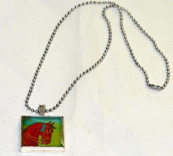 Vintage Equestrian Horse Necklace, Handmade Statement Jewelry, Unique Pendant Gift Vintage Equestrian Altered Art Horse Necklace