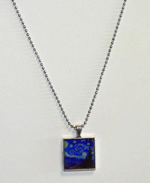 Artistic Starry Night Van Gogh Pendant Necklace for Unique Gift Ideas Van Gogh Starry Night Altered Art Necklace