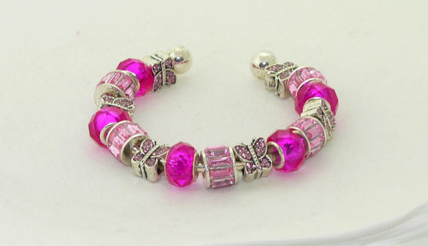 Handmade Pink Murano Glass Butterfly Bracelet Jewelry Gift