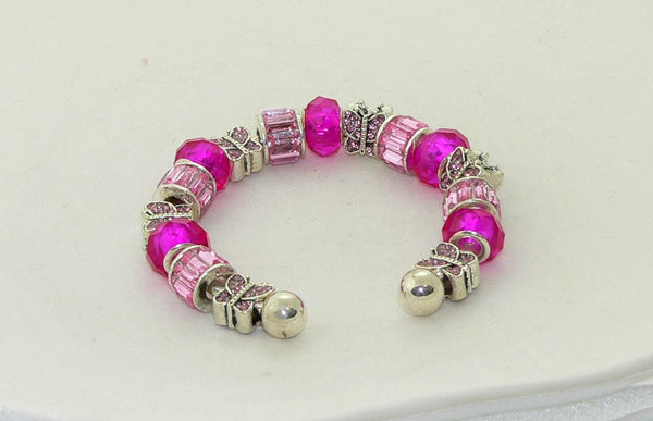 Handmade Pink Murano Glass Butterfly Bracelet Jewelry Gift