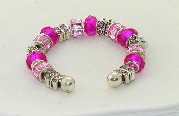 Handmade Pink Murano Glass Butterfly Bracelet Jewelry Gift