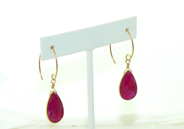 Exquisite Ruby Gemstone Earrings in Gold Finish - Chic Gift for Women
