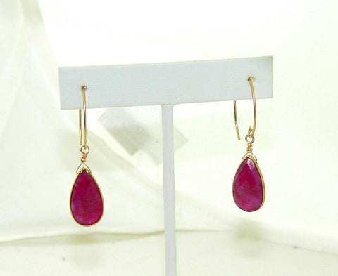 Exquisite Ruby Gemstone Earrings in Gold Finish - Chic Gift for Women