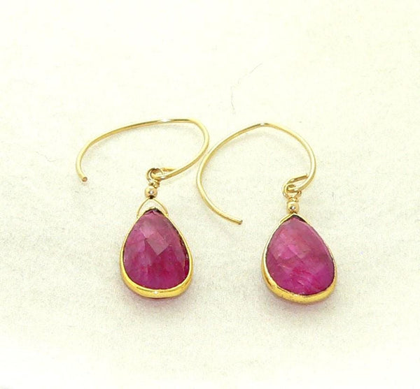 Exquisite Ruby Gemstone Earrings in Gold Finish - Chic Gift for Women