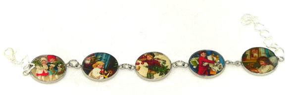 Handmade Vintage Art Xmas Jewelry Charm Bracelet Gift for Her
