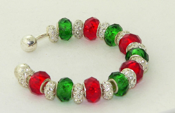 Festive Christmas Red Green Glass Lampwork Beads