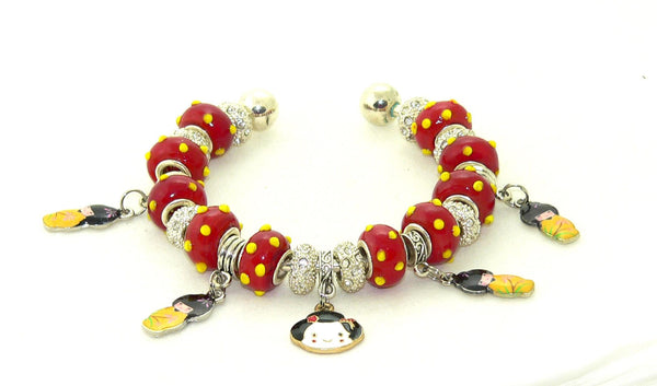 Unique Geisha Charm Bracelet with Japanese Style
