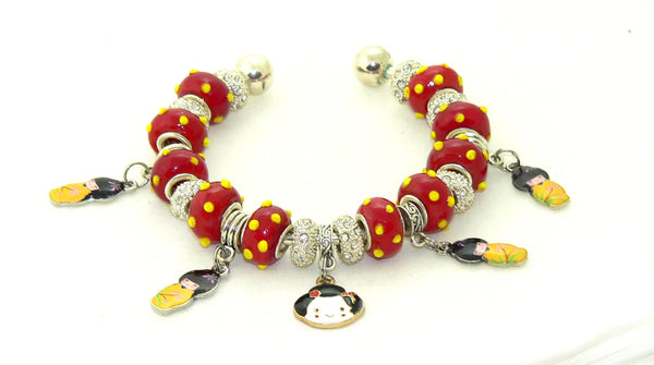 Unique Geisha Charm Bracelet with Japanese Style