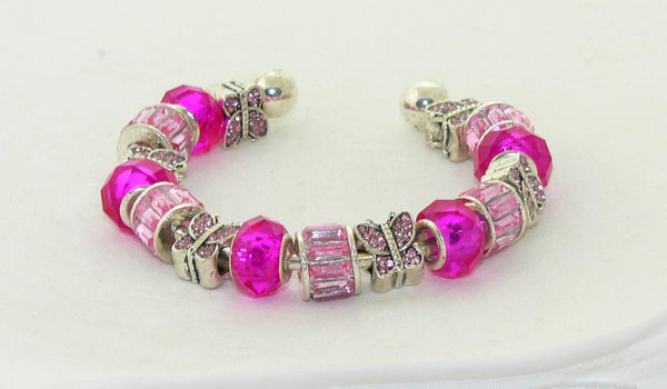 Handmade Pink Murano Glass Butterfly Bracelet Jewelry Gift