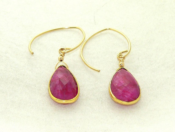 Exquisite Ruby Gemstone Earrings in Gold Finish - Chic Gift for Women