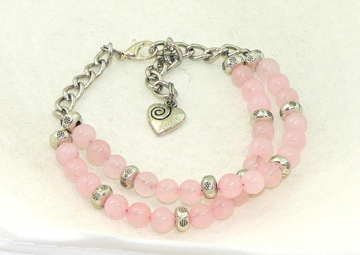 Artisan Rose Quartz Bracelet with Adjustable Silver Toggle Handcrafted Fashionable Accessory