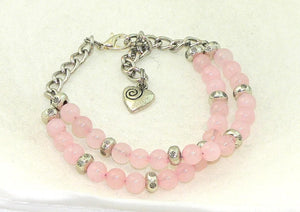 Artisan Rose Quartz Bracelet with Adjustable Silver Toggle Handcrafted Fashionable Accessory