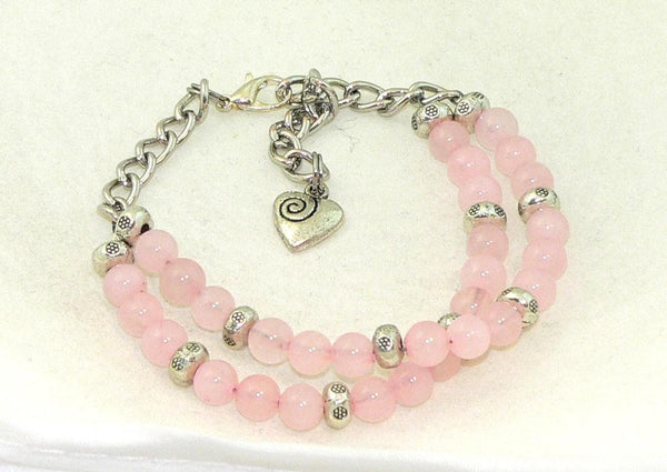Artisan Rose Quartz Bracelet with Adjustable Silver Toggle Handcrafted Fashionable Accessory