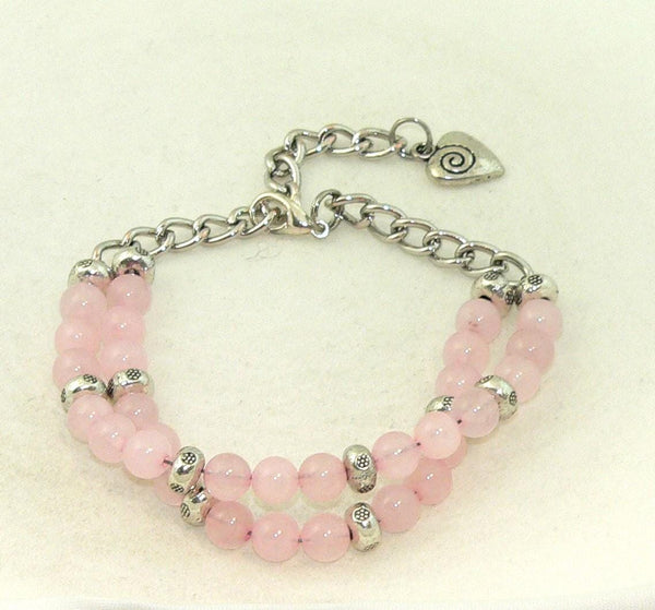 Artisan Rose Quartz Bracelet with Adjustable Silver Toggle Handcrafted Fashionable Accessory