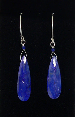 Long Teardrop Sapphire Earrings | Stunning Corundum Jewelry | Elegant Gift for Her | Handmade Gemstone Accessories