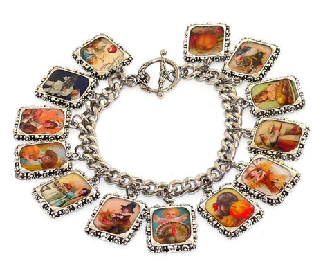 Thanksgiving Bracelet Thanksgiving Altered Art Bracelet Autumn Bracelet Vintage Altered Thanksgiving Bracelet Unique Thanksgiving Jewelry