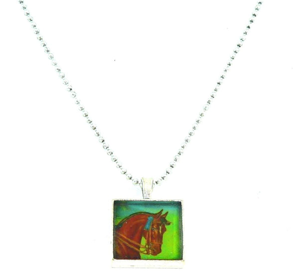Vintage Equestrian Horse Necklace, Handmade Statement Jewelry, Unique Pendant Gift Vintage Equestrian Altered Art Horse Necklace