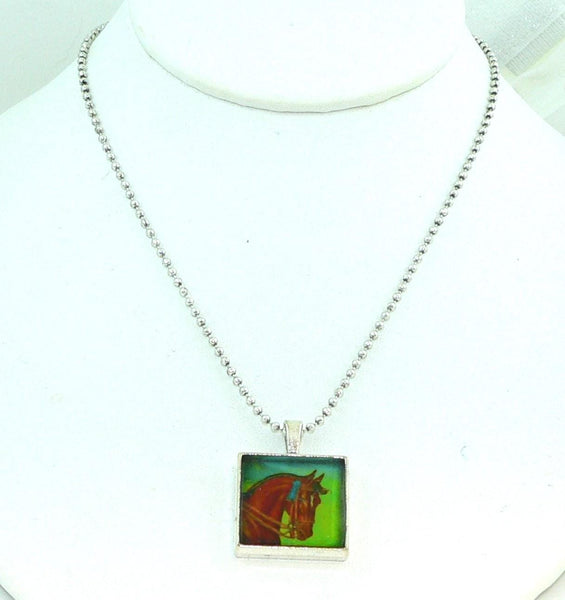 Vintage Equestrian Horse Necklace, Handmade Statement Jewelry, Unique Pendant Gift Vintage Equestrian Altered Art Horse Necklace