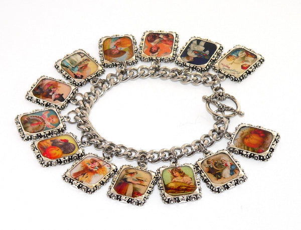 Thanksgiving Bracelet Thanksgiving Altered Art Bracelet Autumn Bracelet Vintage Altered Thanksgiving Bracelet Unique Thanksgiving Jewelry