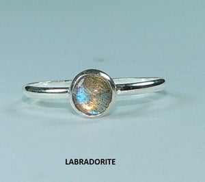 Handcrafted Blue Flash Labradorite Sterling Silver Stackable Ring - Spectrolite Gemstone Jewelry