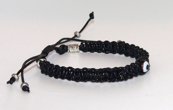 Handcrafted Genuine Leather Evil Eye Bracelet - Adjustable Paracord Style for Protection & Fashion