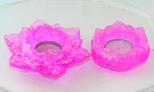 Handmade Pink Lotus Tealight Holders: Unique Floral Candle Set for Home Decor, Gifts & Ambiance